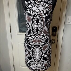 Speechless Black and White Geometric Mini Dress